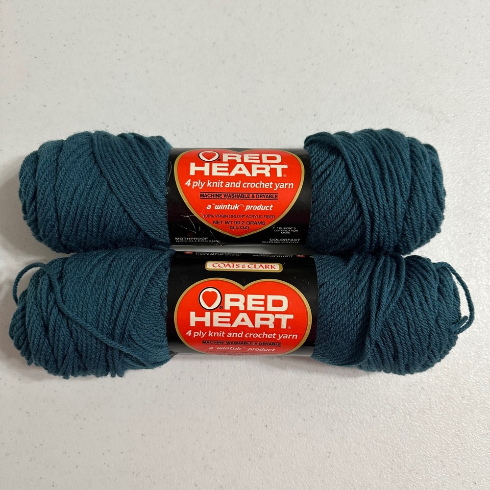 2 Red Heart Wintuk 4 Ply Yarn Orlon Acrylic Windsor Blue Vintage NEW Lot 7 oz